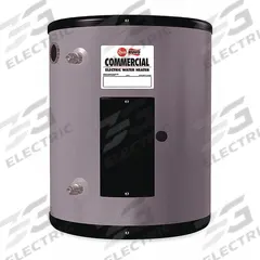 RHEEM Electric Water Heater: 120V, 19.9 gal, 2,000 W, Single Phase, 25.12 in Ht, 20 gph @ 40°F (MPN EGSP20). Key specifications — Phase: Single; Brand: RHEEM.