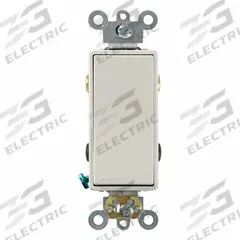 LEVITON Wall Switch: Rocker Switch, 4-Way, Maintained, Light Almond, 120/277V AC, 20 A (MPN 5624-2T). Key specifications — Illuminated: No; Voltage Rating: 120/277V AC.