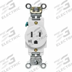LEVITON Plugs and Receptacles: Single, 5-15, White, 125V AC, 15 A, 2 Pole / 3 Wire (MPN W5261-W)