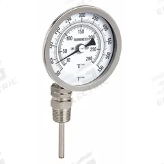 APPROVED VENDOR Dial Thermometer: 50°F to 550°F /10°C to 290°C, 2.5 in Stem Lg, 3 in Dial Dia (MPN 1NFZ5). Key specifications — Accuracy: ±1.5 % Below 150 °F; Brand: APPROVED VENDOR.