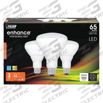 FEIT ELECTRIC Compact LED Bulb: LED, BR30, Medium Screw (E26), 7.2 W Watt, 2700K, Frosted - Bulged Reflector (BR) Lamps