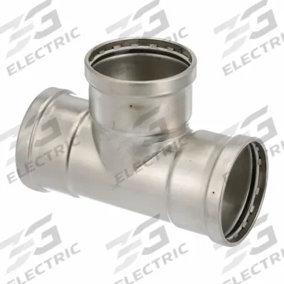 VIEGA PROPRESS Crimp Tee Fitting: 4 in CTS x 4 in CTS x 4 in CTS Size - Potable Water Stainless Steel Press Fittings