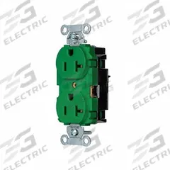 HUBBELL Receptacle: Duplex, 5-20, Green, 125V AC, 20 A, 2 Pole / 3 Wire (MPN 5352STGN)
