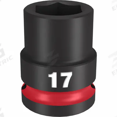 MILWAUKEE Standard Impact Socket: 1/2 in Drive Size, Metric, 17 mm Socket Size, 6-Point - 1/2" Drive Impact Sockets