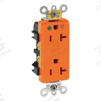 LEVITON Receptacle: Decorator Duplex, 5-20, Orange, 125V AC, 20 A, 2 Pole / 3 Wire (MPN 16362-OIG)