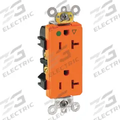 LEVITON Receptacle: Decorator Duplex, 5-20, Orange, 125V AC, 20 A, 2 Pole / 3 Wire (MPN 16362-OIG)