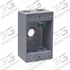 BELL Electrical Box: Aluminum, Rectangular, 1 Gangs, 1/2 in Hub Size, 18.3 cu in Capacity, Gray (MPN 5322-0). Key specifications — Color: Gray; Brand: BELL.