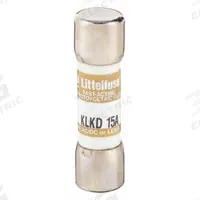 LITTELFUSE Fuse: KLKD Series, Midget, Fast-Acting, 15 A, 600 V AC, 600 V DC, 13/32 in x 1 1/2 in (MPN KLKD015). Key specifications — attr1287209: KLKD; attr211192: LITTELFUSE.