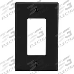 HUBBELL Wall Plate: Decorator-Rocker, 1 Gang, Black, Std Size (MPN P26BK). Key specifications — Brand: HUBBELL; Material: Polycarbonate.