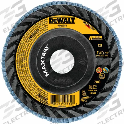 DEWALT Flap Disc: Type 27, 4-1/2" x 7/8", Zirconia Alumina, 40 Grit, Plastic Bk - High-Performance Flap Discs for All Metals