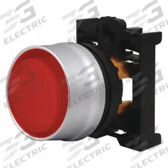 EATON Extended Push Button: Red, 22 mm Mounting Size, Non-Metallic, Momentary (MPN M22-DGLH-R). Key specifications — Brand: EATON; Action: Momentary; Series: M22; Push Button Material Type: Non-Metallic.