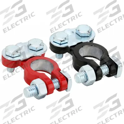 GROTE Battery Terminal: Universal, Top Post, 6 to 2/0 ga, Black and Red Color - Universal Alignment