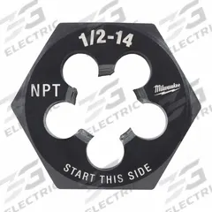 MILWAUKEE Hex Threading Die: 1/2"-14 NPT, 2 11/64 in Hex Wd, Black Oxide Carbon Steel (MPN 49-57-5393)