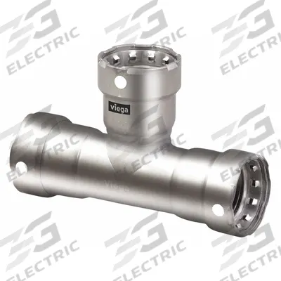 VIEGA MEGAPRESS Crimp Tee Fitting: 2 in Pipe x 2 in Pipe x 1 in Pipe Size - Stainless Steel Press Fittings