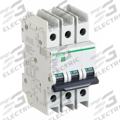 SCHNEIDER Miniature Circuit Breaker: 63 A Amps, 14kA at 120/240V AC, Screw Clamp - C-Curve, 3-Pole UL489 DIN Rail-Mount Miniature Circuit Breakers