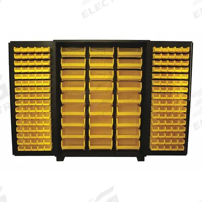 JAMCO Bin Cabinet: 60 in x 24 in 78 in, 0 Shelves, 187 Bins, Yellow, Flush, 14 ga Panel - Standard Bin Cabinets