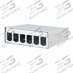 METZ CONNECT RJ45 Housing: Surface, Steel, RJ45, 6 Ports, Unequipped (MPN 130861-0602-E). Key specifications — Housing Material: Steel; Includes Connector: Unequipped; Mounting Type: Surface; Product Type: Module Housing; Connector Color: White; Connection Type: RJ45.