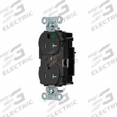 HUBBELL Receptacle: Hospital Grade, Duplex, 5-20R, Black, 125V AC, 20 A, 2 Pole / 3 Wire (MPN 8300STBKTR)