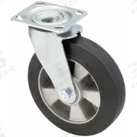 APPROVED VENDOR Plate Caster: Swivel, No Brake, Rubber, 8 in Wheel Dia, 2 in Wheel Wd, Slot, Ball (MPN US_LE-ALEV 200K-14-RI-04.14). Key specifications — Wheel Bearing Type: Ball; Wheel/Tread Color: Black; Brand: APPROVED VENDOR; Caster Type: Swivel.