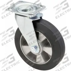 APPROVED VENDOR Plate Caster: Swivel, No Brake, Rubber, 8 in Wheel Dia, 2 in Wheel Wd, Slot, Ball (MPN US_LE-ALEV 200K-14-RI-04.14). Key specifications — Wheel Bearing Type: Ball; Wheel/Tread Color: Black; Brand: APPROVED VENDOR; Caster Type: Swivel.