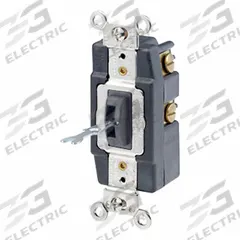 LEVITON Wall Switch: Toggle Switch, Single Pole, Momentary, Black, 120/277V AC, 20 A (MPN 1257-L). Key specifications — Illuminated: No; Voltage Rating: 120/277V AC.