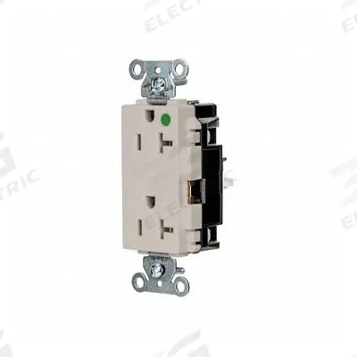 HUBBELL Receptacle: Hospital Grade, Decorator Duplex, 5-20R, Light Almond, 125V AC - General Purpose Receptacles