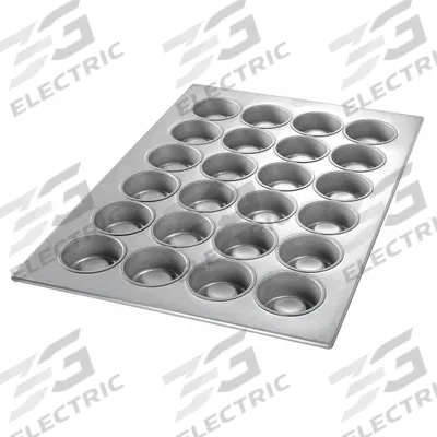 CHICAGO METALLIC Cake Pan: Aluminized Steel, Glazed, 24 Slots, Solid, 17 7/8 in Overall Wd - Cupcake & Muffin Pans
