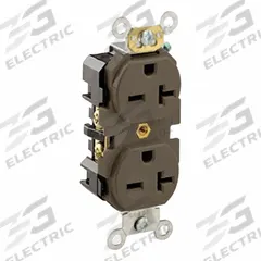 LEVITON Duplex Receptacle Outlet: Duplex, 6-20, Brown, 250V AC, 20 A, 2 Pole / 3 Wire (MPN 5462)
