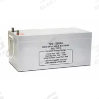 APPROVED VENDOR Sealed Lead Acid Battery: 12V DC, 250 Ah Capacity, 8.66 in Ht, 10.55 in Wd, ABS (MPN 47048). Key specifications — Terminal Connection: Tab with 0.315 in Bolt Hole; Battery Cycle Type: Dual Purpose; Brand: APPROVED VENDOR; Housing Material: ABS.