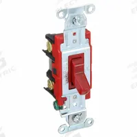 BRYANT Wall Switch: Toggle Switch, Double Pole, Maintained, Red, 120/277V AC, 20 A (MPN 4902BRED). Key specifications — Illuminated: No; Voltage Rating: 120/277V AC.