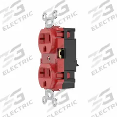 HUBBELL Receptacle: Hospital Grade, Duplex, 5-20R, Red, 125V AC, 20 A, 2 Pole / 3 Wire (MPN HBL8300STR)