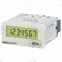 OMRON Electronic Counter: Totalizers, Front Panel Mounting, 1 in x 1 7/8 in, LCD, 1 in Overall Ht (MPN H7ET-NFV1-B). Key specifications — Mounting Style: Flush; Standards: EN 61010-1/IEC 61010-1; Brand: OMRON; Manufacturer Part Number: H7ET-NFV1-B.