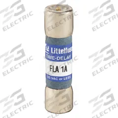 LITTELFUSE Fuse: FLA Series, Midget, Time-Delay, 1 A, 125 V AC, 13/32 in x 1 1/2 in, Indicating (MPN FLA001). Key specifications — Series: FLA; Brand: LITTELFUSE.