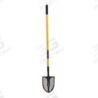 SEYMOUR MIDWEST Round Point Mud/Sifting Shovel: Steel Blade, 14 ga, Straight Handle Type (MPN 49500GR). Key specifications — Blade Color: Silver; Handle Color: Yellow; Blade Material: Steel.