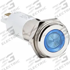 APPROVED VENDOR Flush Panel Light: 12 mm Panel Mounting Hole Dia, LED, Blue, Flush Head, H12 (MPN 24M135). Key specifications — Brand: APPROVED VENDOR; Electrical Connection: 0.11 Male Quick Disconnect.
