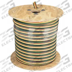 SOUTHWIRE Flat Submersible Pump Cable: 600 V, 3 Conductors, 500 ft Lg, 12 AWG, Black/Red/Yellow (MPN 56366102). Key specifications — Manufacturer Part Number: 56366102; Grounding Conductor Insulation Color: Green; Grounding Conductor Material: Copper; Grounding Conductor Size: 12 AWG; Standards: UL Listed; Product Type: Flat Submersible Pump Cable; Brand: SOUTHWIRE.