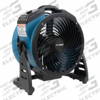 Axial Blower: 1,000 cfm, Pivoting Frame, 115V AC, Variable Speeds, Blue, 360°, Polypropylene (MPN FC-150B). Key specifications — Product Type: Axial Blower; GFCI Protected: Yes; Number of Speeds: Variable; Housing Material: Polypropylene; Brand: XPOWER; Nominal Voltage: 115V AC.