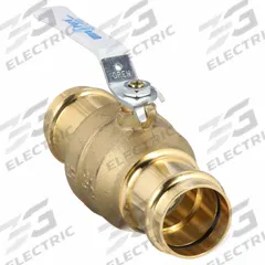 MILWAUKEE VALVE Manual Two-Way Ball Valve: 1 1/2 in, Brass, Straight, Press x Press, Two-Piece (MPN UPBA-480B - 112). Key specifications — Brand: MILWAUKEE VALVE; Handle: Locking Lever.