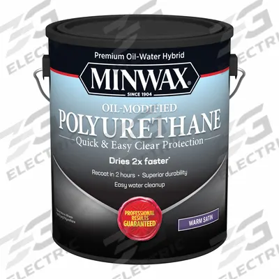MINWAX Finish: Varnish, Interior, Water, 1 gal Container Size, Wood, Satin, Clear - Wood Sealers & Finishes