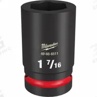 MILWAUKEE Deep Impact Socket: 1 in Drive Size, SAE, 1 7/16 in Socket Size, 6-Point, Deep, Friction (MPN 49-66-6511). Key specifications — attr1215501: MILWAUKEE; attr1215515: Black Phosphate; attr1215518: 1-7/16 in.