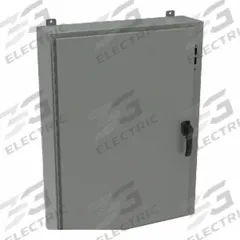 HAMMOND Disconnect Enclosure: NEMA 12/13/4, Powder-Coated Steel, 42 in x 37 in x 12 in, Handle (MPN 1447SJ12HK). Key specifications — Brand: HAMMOND; Closure Method: Handle.