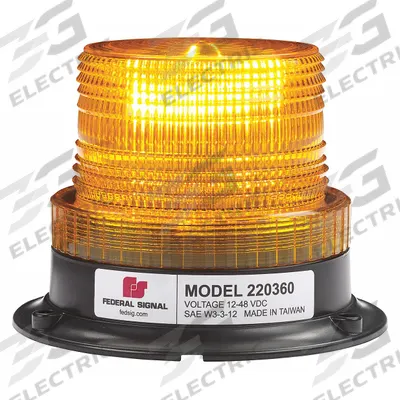 FEDERAL SIGNAL Beacon Light: Flashing Beacon, Amber, 3 5/8 in Overall Ht, LED - Vehicle Flashing Beacons