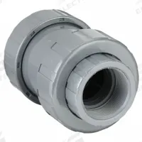 HAYWARD Check Valve: Ball, Inline Valve Body, PVC, 2 1/2 in Pipe Size, FNPT x FNPT, For Water Media (MPN TC1250TE). Key specifications — Ball Material: PVC; Brand: HAYWARD.