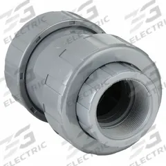 HAYWARD Check Valve: Ball, Inline Valve Body, PVC, 2 1/2 in Pipe Size, FNPT x FNPT, For Water Media (MPN TC1250TE). Key specifications — Ball Material: PVC; Brand: HAYWARD.