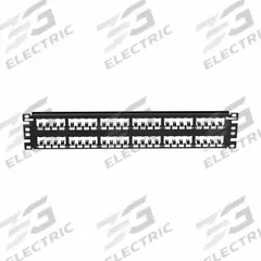 Patch Panel: 2 Rack Units, 48 Ports, Flat, Adhesive Label, Shielded, Rear Access, Unequipped (MPN CP48BLY). Key specifications — Brand: PANDUIT; Compatible Adapter Type: Panduit Mini-Com Modules; Material: Stainless Steel; _Access Type: Rear Access; _Port Labeling: Adhesive Label; _Series: Mini-Com; _Shielded: Shielded.