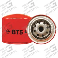 BALDWIN FILTERS Oil Filter: BT5, 3/4"-16 Thread Size, 3 15/16 in Overall Ht, 4 1/4 in Outside Dia. Key specifications — Baldwin Interchange: BT5; Brand: BALDWIN FILTERS; Compatible Vehicle Make: Massey Ferguson; Includes: Anti-Drainback Valve; Media Material: Cellulose.