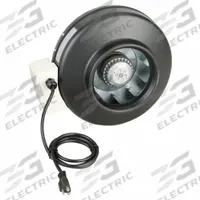 In-Line Duct Fan: 571 cfm Max., 8 in Duct, 186.4 W, 120V AC, 1 Ph, IP54, Steel (MPN 23234). Key specifications — Includes: Mounting Bracket; Brand: DAYTON; Speed Controllable: Yes; High-Efficiency Motor: No; Nameplate Voltage: 120V AC; Number of Speeds: 1; Airflow @ 0.000 in SP - Range: 500 to 749 cfm; High-Efficiency Motor_Broad: Standard-Efficiency Motor.