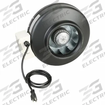 Dayton In-Line Duct Fan: 571 cfm Max., 8 in Duct, 186.4 W, 120V AC, 1 Ph, IP54 - General Purpose Inline Duct Fans