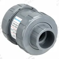 HAYWARD Check Valve: Ball, Inline Valve Body, PVC, 1 1/4 in Pipe Size, True Union Socket/NPT, Std (MPN TC10125STE). Key specifications — Ball Material: PVC; Brand: HAYWARD.