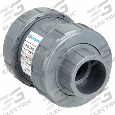 HAYWARD Check Valve: Ball, Inline Valve Body, PVC, 1 1/4 in Pipe Size, True Union Socket/NPT - PVC Ball Check Valves